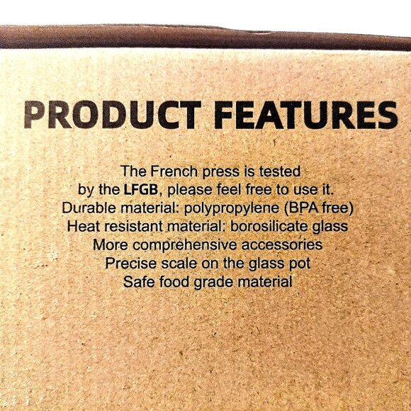 French Press Hand-Brew Coffee Maker ~ 4 Cups, 34 Oz ~ Glass Coffee Press ~ NOB - Picture 14 of 15